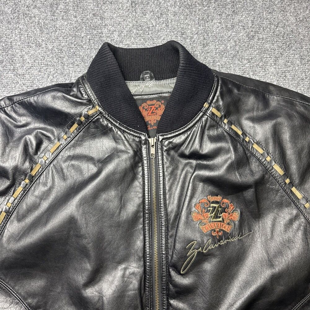 Vintage Z Cavaricci Black Leather Bomber Jacket Women’s Size Medium - Picture 4 of 8